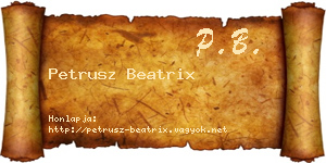 Petrusz Beatrix névjegykártya